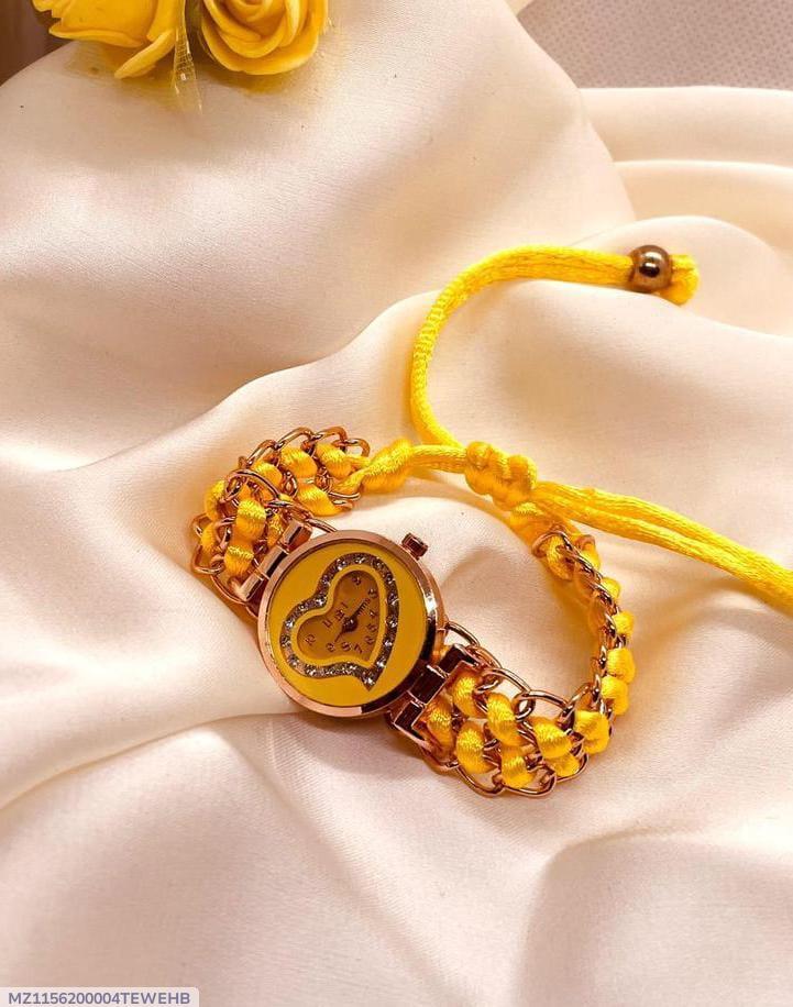 Women's Yellow Chain Watch with Quartz Movement