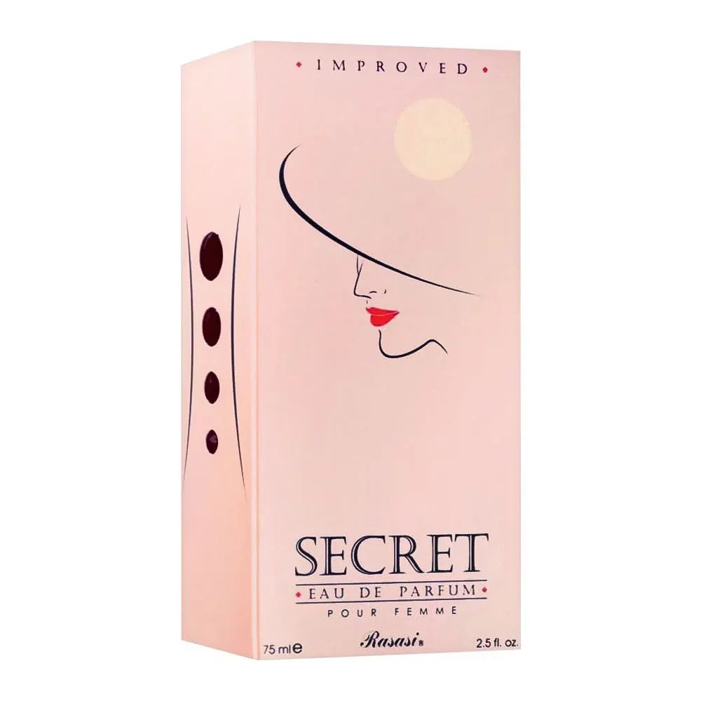 Rasasi Secret Eau de Parfum for Women – Long-Lasting Floral Fragrance, 75ml