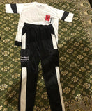 Men Black White Track Suit 2Pc Polyester Warm Weather