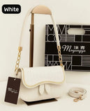 White Crossbody Bag with Gold Chain & Detachable Strap