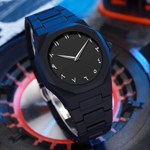 Black Quartz Watch for Men Aluminum Daily Wear
