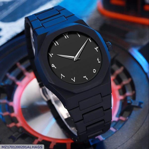 Black Quartz Watch for Men Aluminum Daily Wear
