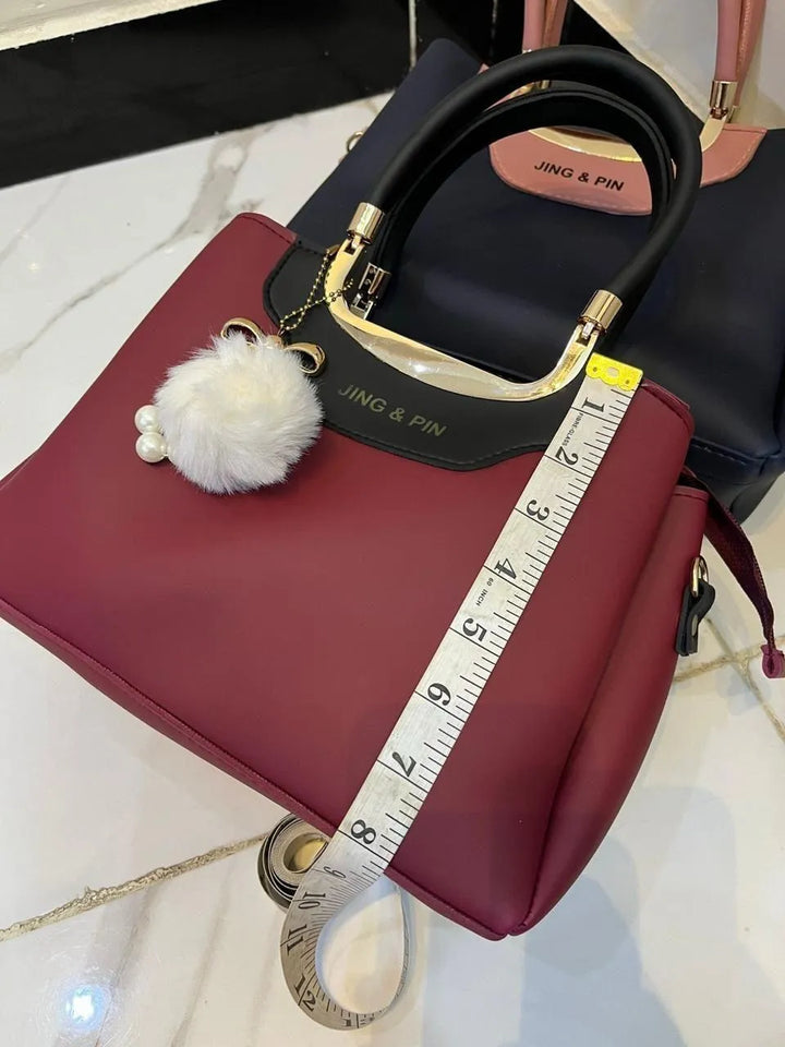 Maroon Leather Shoulder Bag with Detachable Strap & Card Holder