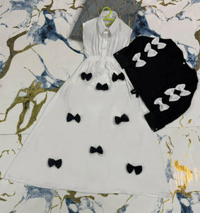Kids Bow Western Maxi Top & Maxi Set Black White