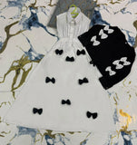 Kids Bow Western Maxi Top & Maxi Set Black White