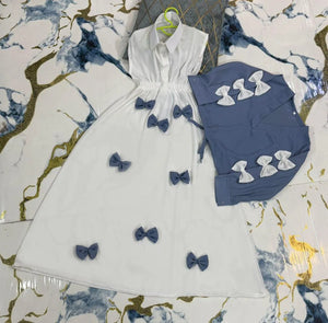 Turquoise Bow Western Maxi Top & Skirt Set for Girls 8-10Y