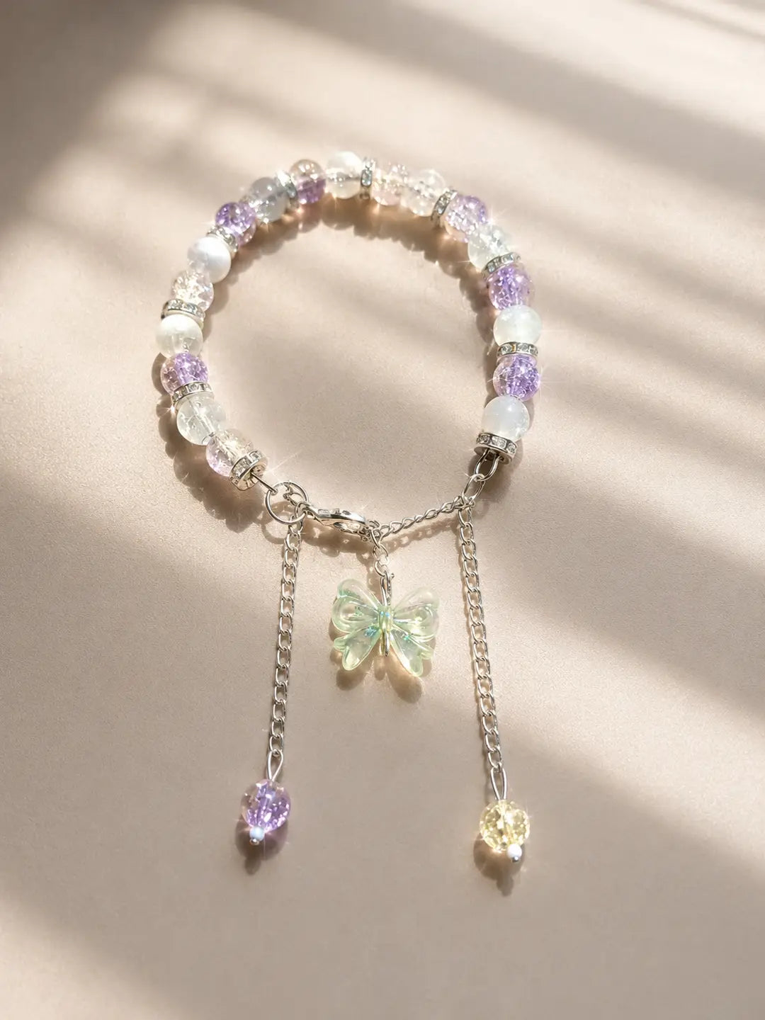 1 Pc Butterfly Hanging Crystal Chain Bracelet