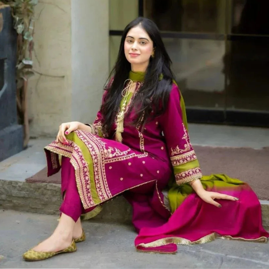 MIX TRENDING DESIGNS 3 Pcs Unstitched Embroidered Suit
