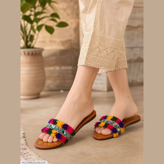 Women's Multicolor Cork Formal Slides Size 36-41