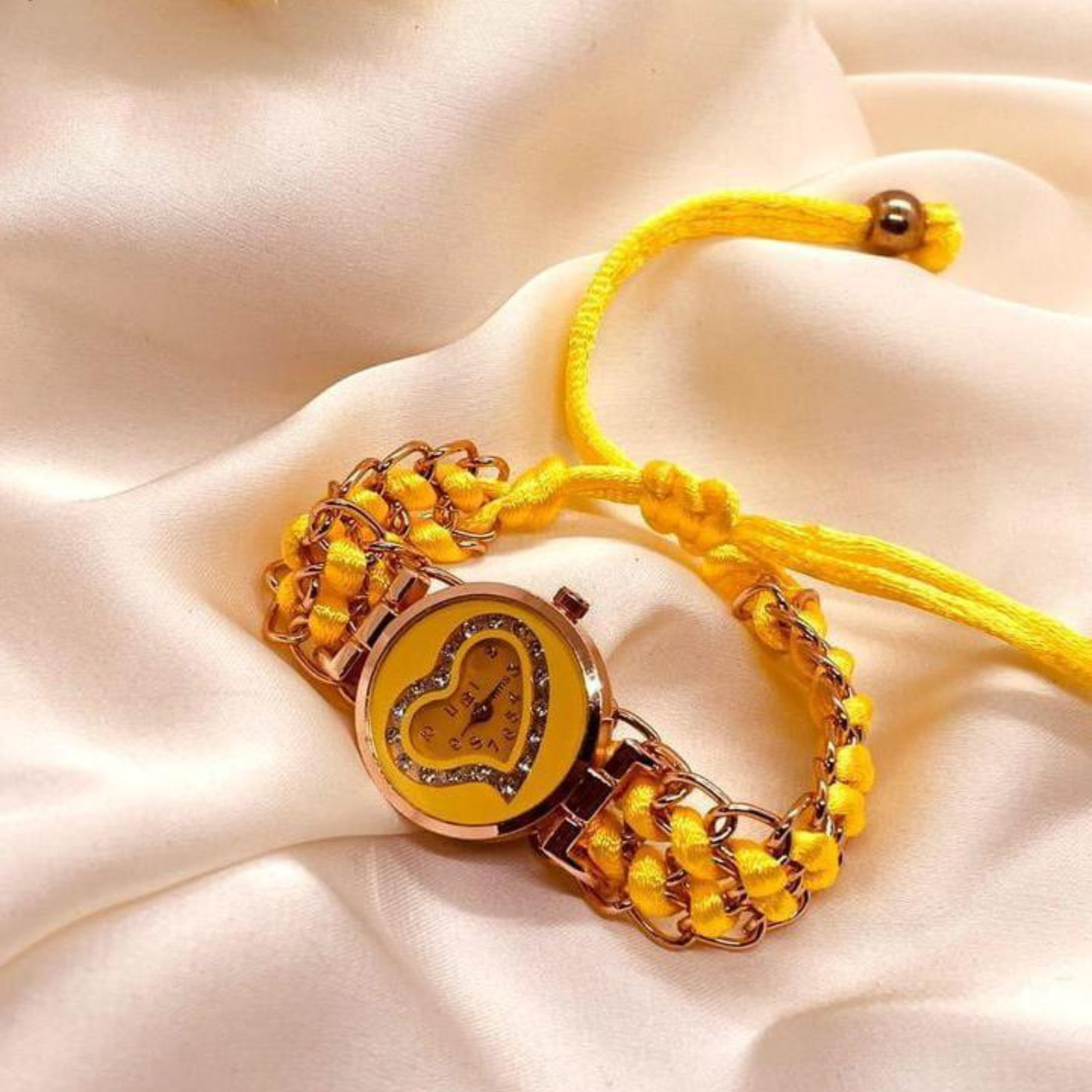 Women's Yellow Chain Watch with Quartz Movement