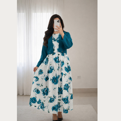 Digital Sleeve'less Maxi With Koti ❤️
