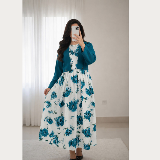 Digital Sleeve'less Maxi With Koti ❤️