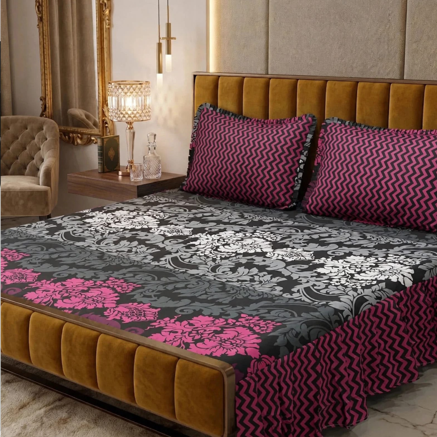 3Pc Stitched 2 Sided Frill Bedsheets 😻