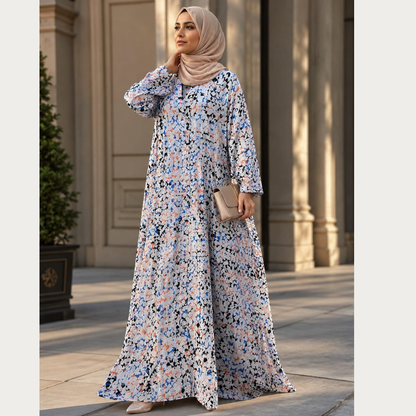 3D pixels Print Front Open Abaya with Pocket ..