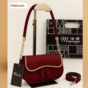 Mahroom Maroon Leather Shoulder Bag for Girls