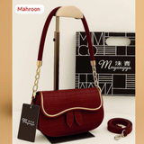 Mahroom Maroon Leather Shoulder Bag for Girls