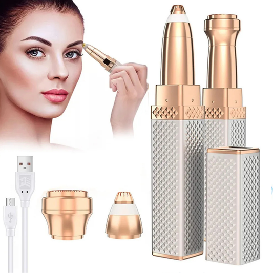 2-in-1 Flawless Facial Hair Remover & Eyebrow Trimmer | USB Rechargeable, Painless & Portable | Silver Color