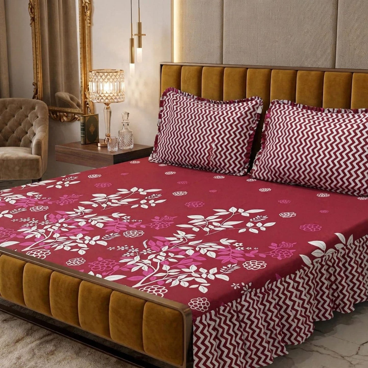 3Pc Stitched 2 Sided Frill Bedsheets 😻