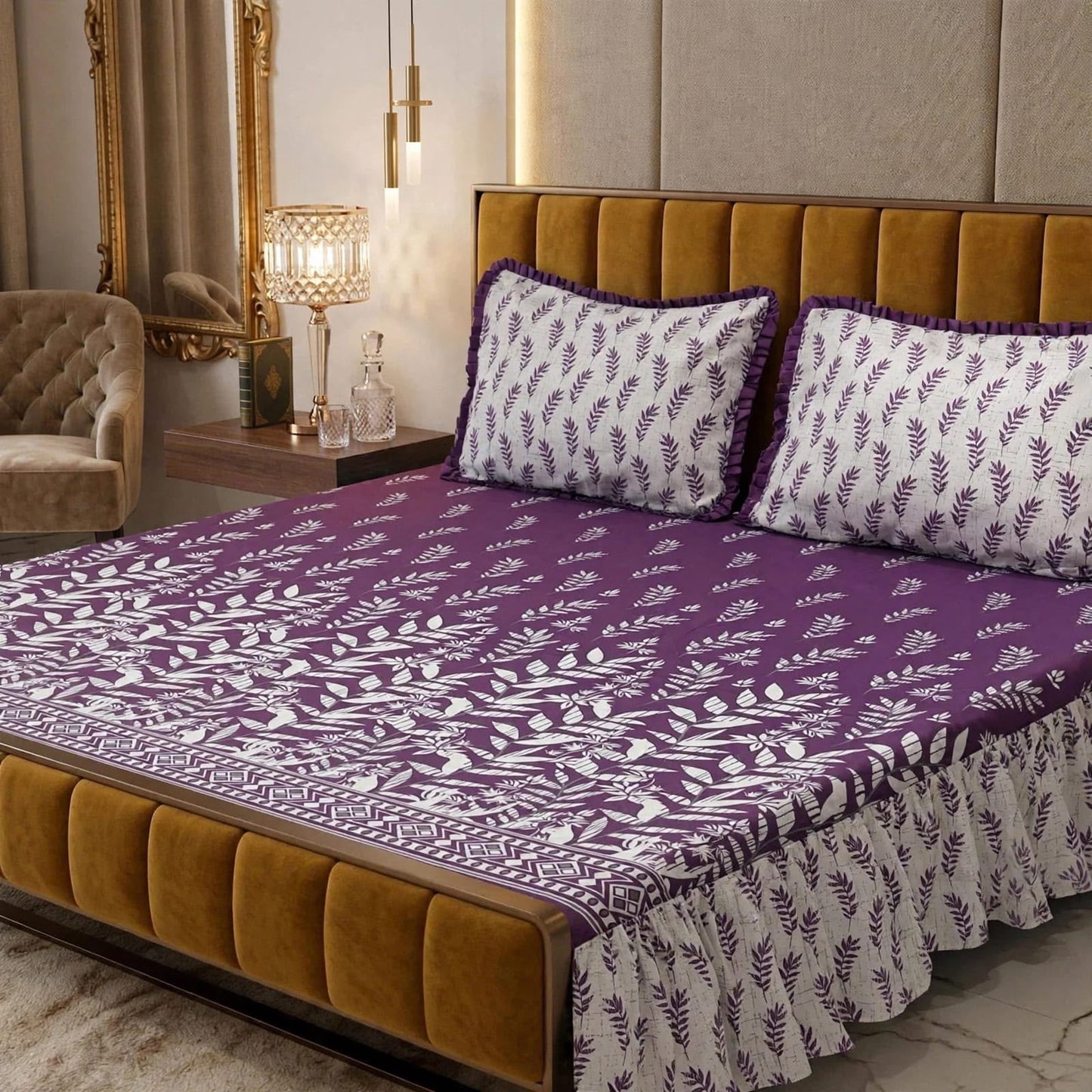 3Pc Stitched 2 Sided Frill Bedsheets 😻