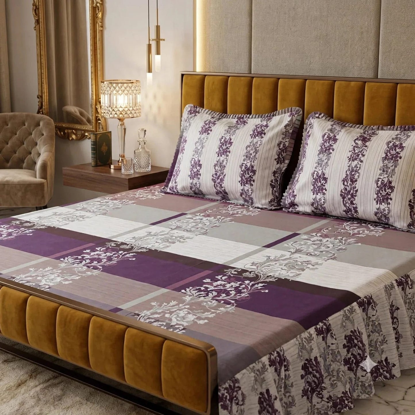 3Pc Stitched 2 Sided Frill Bedsheets 😻
