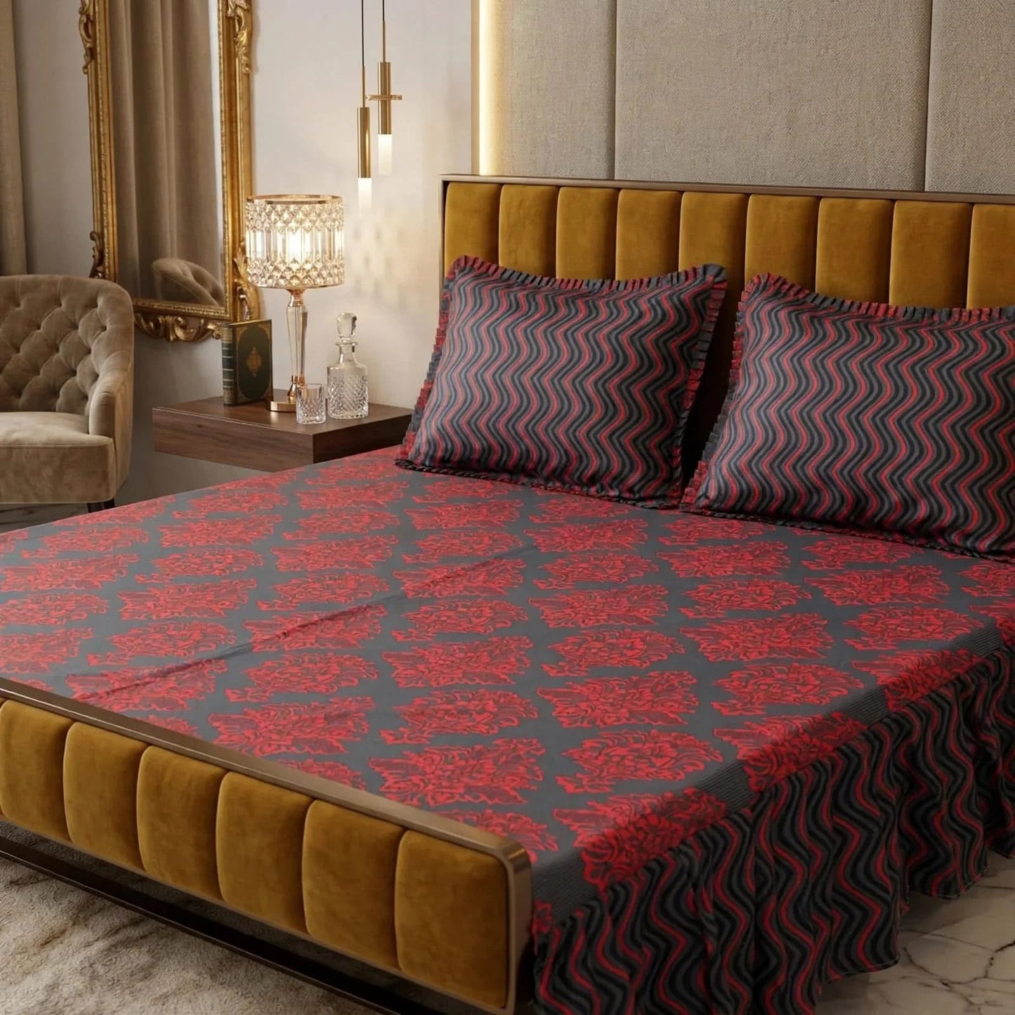3Pc Stitched 2 Sided Frill Bedsheets 😻
