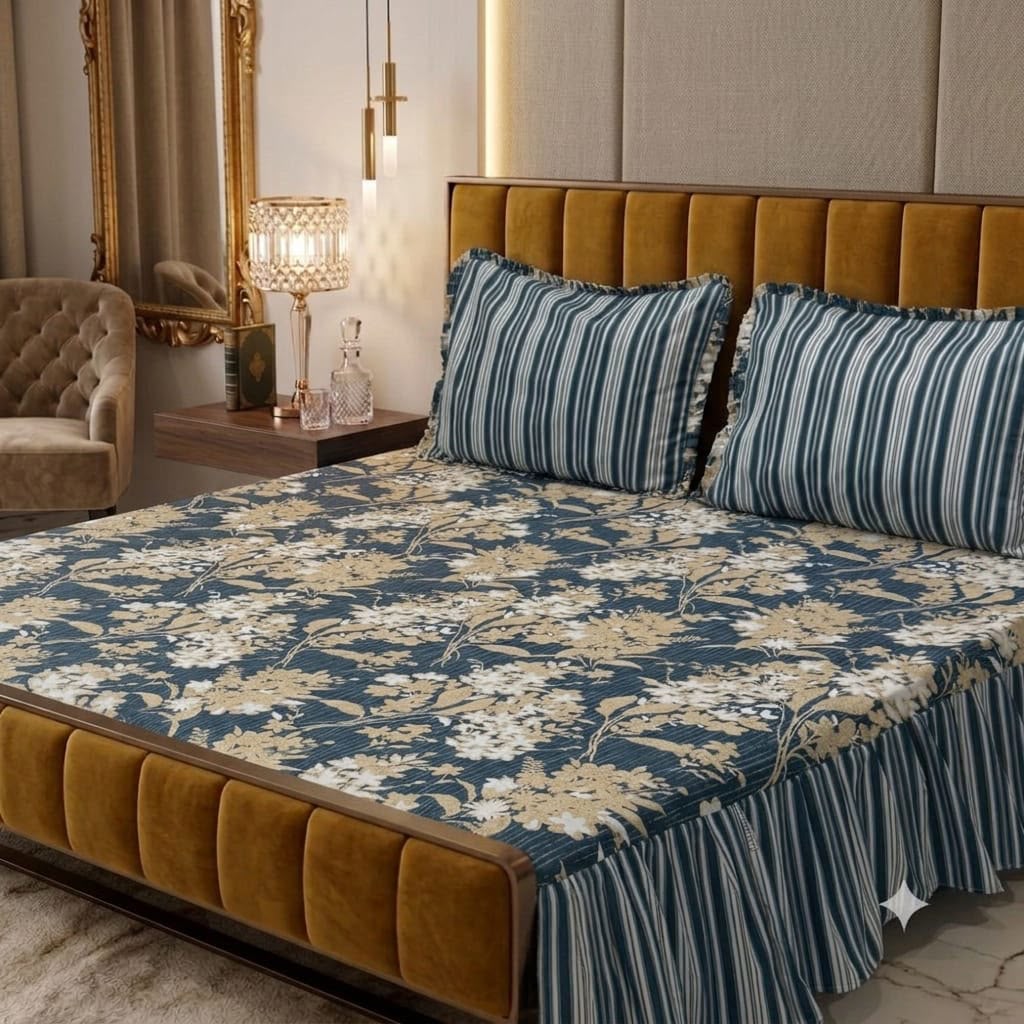 3Pc Stitched 2 Sided Frill Bedsheets 😻
