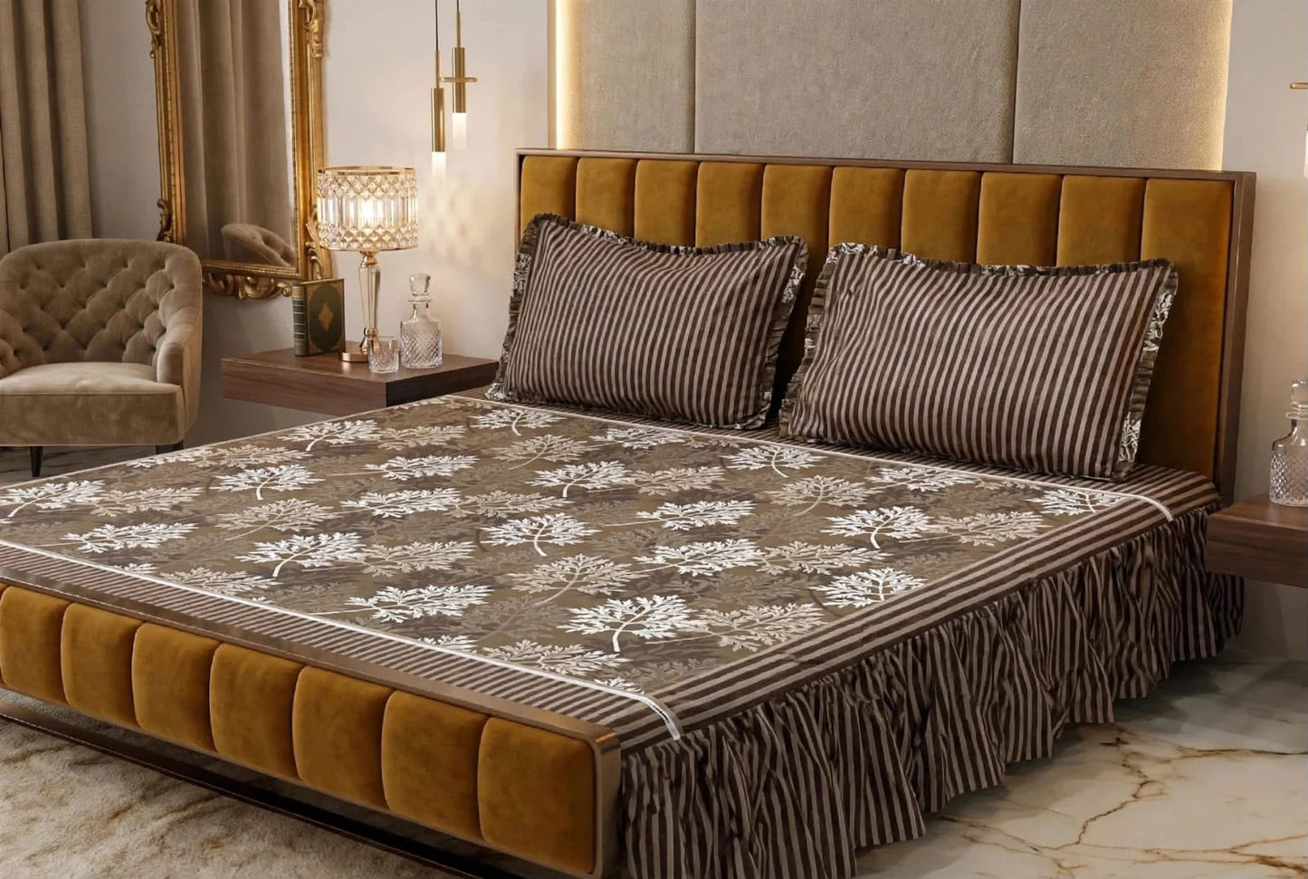 3Pc Stitched 2 Sided Frill Bedsheets 😻
