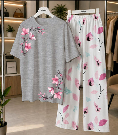 New Printed Night Suit With Trousers For Women