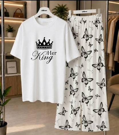 New Printed Night Suit With Trousers For Women