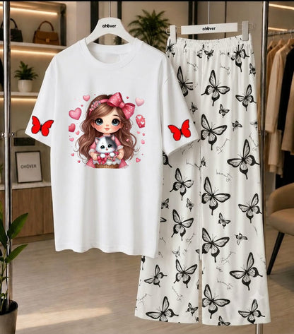 New Printed Night Suit With Trousers For Women