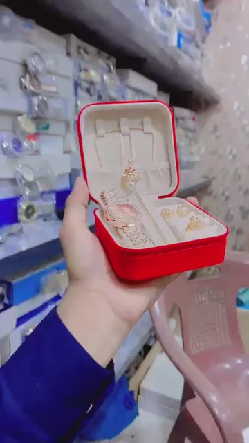 Ladies Gift Set With Fancy Beautiful Zircon Digital Watch With Micro Zircon Combo Set